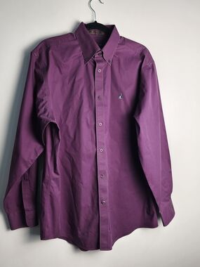 Nordstrom Smartcare Button Down Men's M Purple Cotton Nautical Yacht Gorpcore